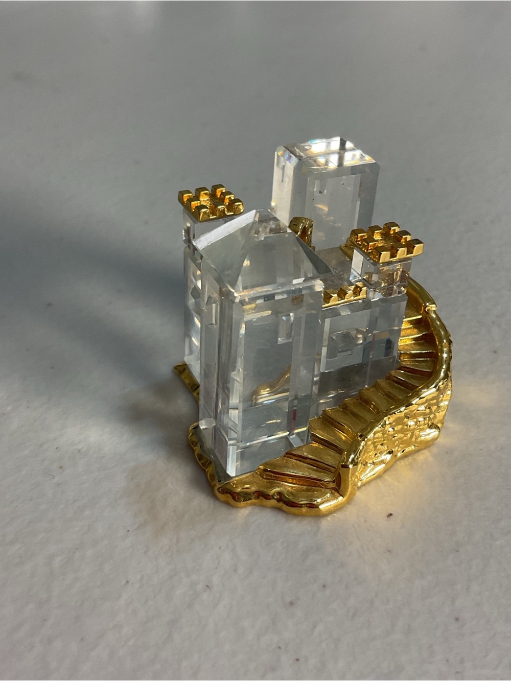 Swarovski Crystal Miniature Castle Gold Tone Base Retired Figurine Excellent